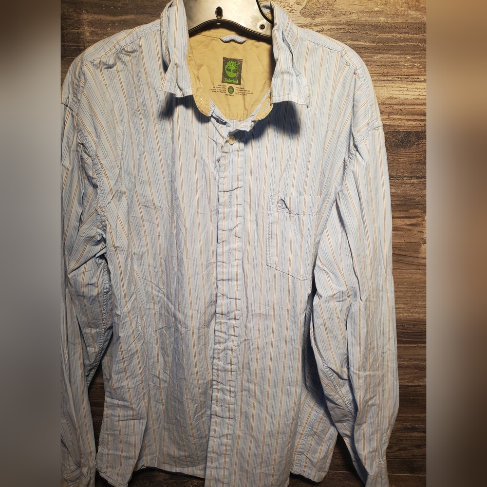 Timberland Button‎ Up Dress Shirt Mens XL Long Sleeve Cotton Regular Fit Blue